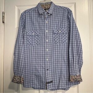 English Laundry Blaque Label Mens Shirt Large Floral Fold Cuff Christopher Wicks
